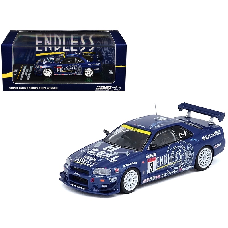 Nissan Skyline GT-R (R34) RHD (Right Hand Drive) #3 “Endless Advan” Winner “Super Taikyu Series” (2002) 1/64 Diecast Model Car by Inno Models