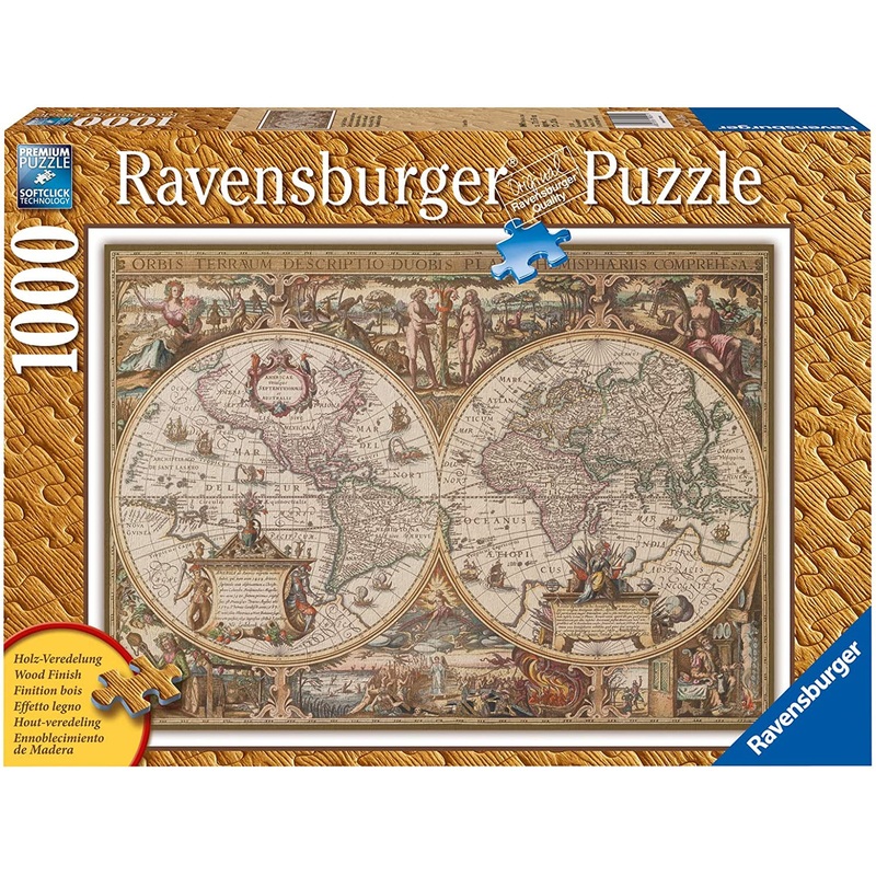 Ravensburger – Antique World Map (1000pcs) Wooden Finish