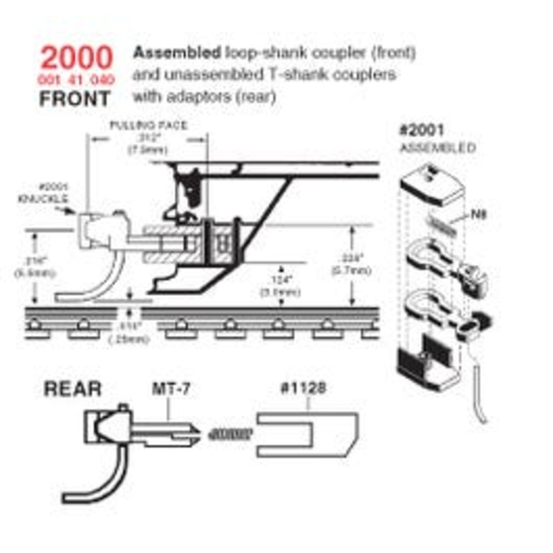 Micro Trains #00141040 (2000) Front and Rear Couplers for Kato E8/9 and PA-1 Unassembled 1 pair 2001,1 pair 1128