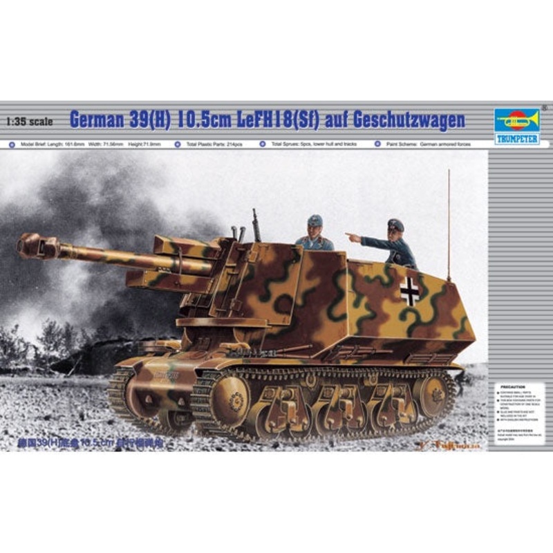 Trumpeter – 1/35 German 39(H) 10.5cm LeFH18(Sf) auf Geschutzwagen