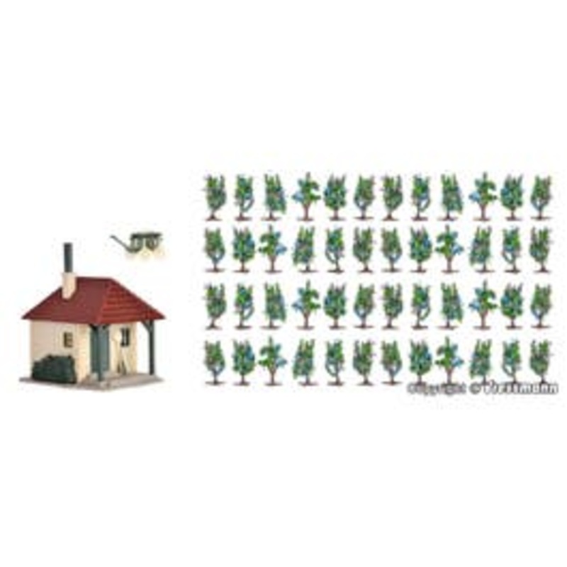 Vollmer 45129  HO House with vineyard with vines and handcart kit