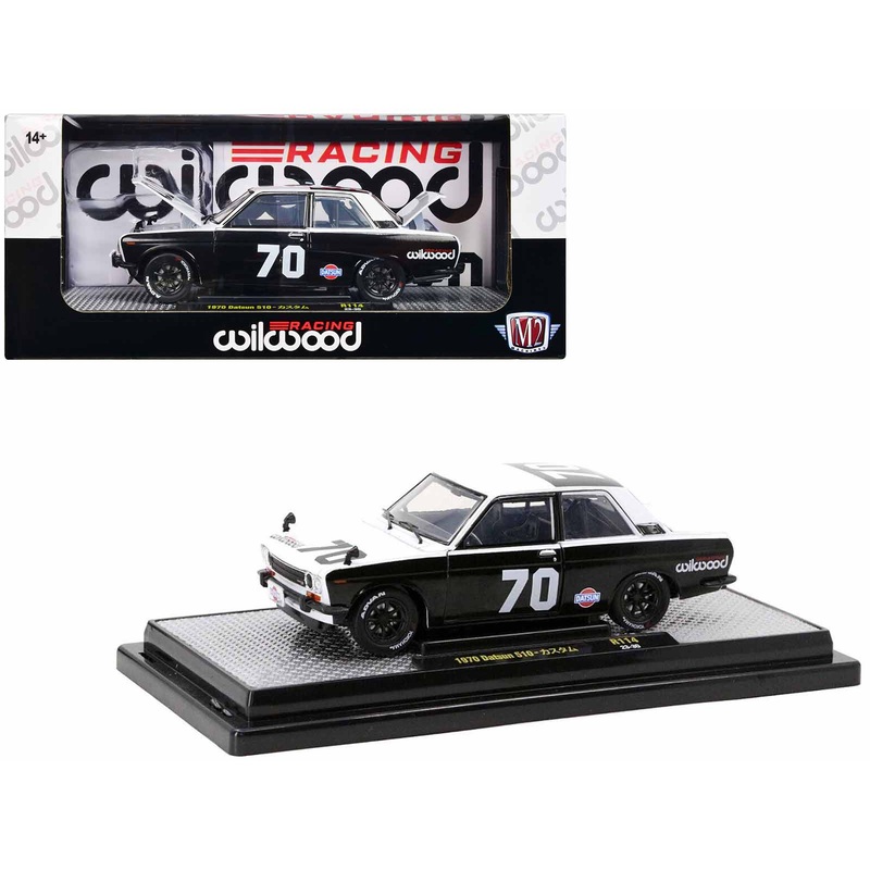 1970 Datsun 510 #70 Black and White “Wilwood Racing” Limited Edition to 6000 pieces Worldwide 1/24 Diecast Model Car by M2 Machines