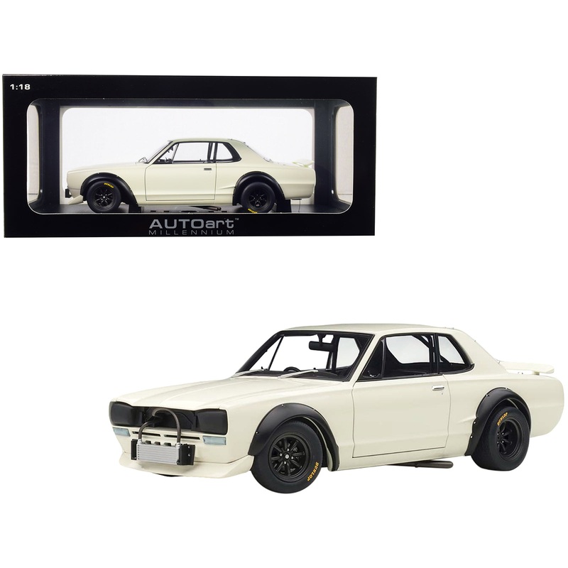 1972 Nissan Skyline GT-R (KPGC-10) Racing White “Millennium” 1/18 Diecast Model Car by Autoart
