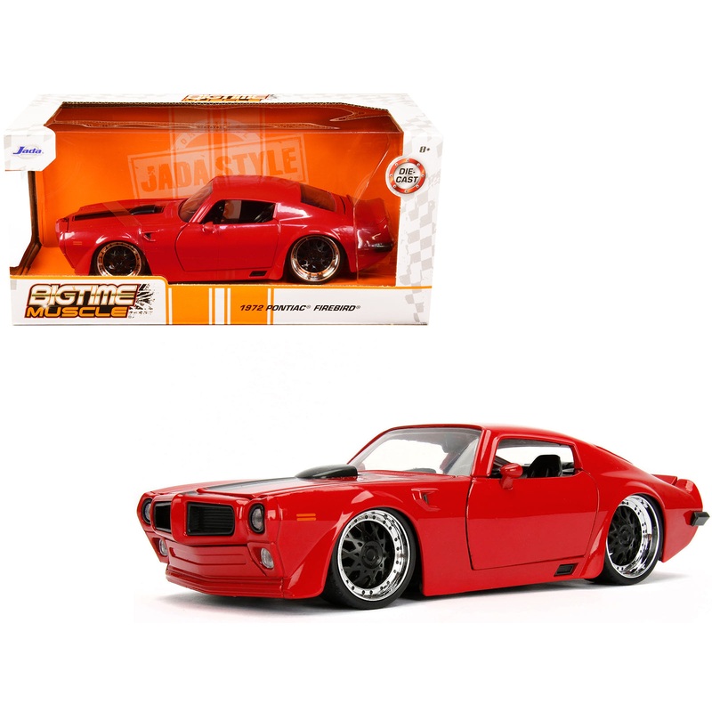 1972 Pontiac Firebird Red with Black Hood Stripe “Bigtime Muscle” Series 1/24 Diecast Model Car by Jada