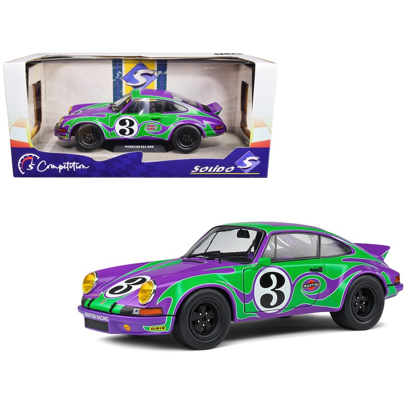 1973 Porsche 911 RSR #3 “Purple Hippy Tribute” “Competition” Series 1/18 Diecast Model Car by Solido