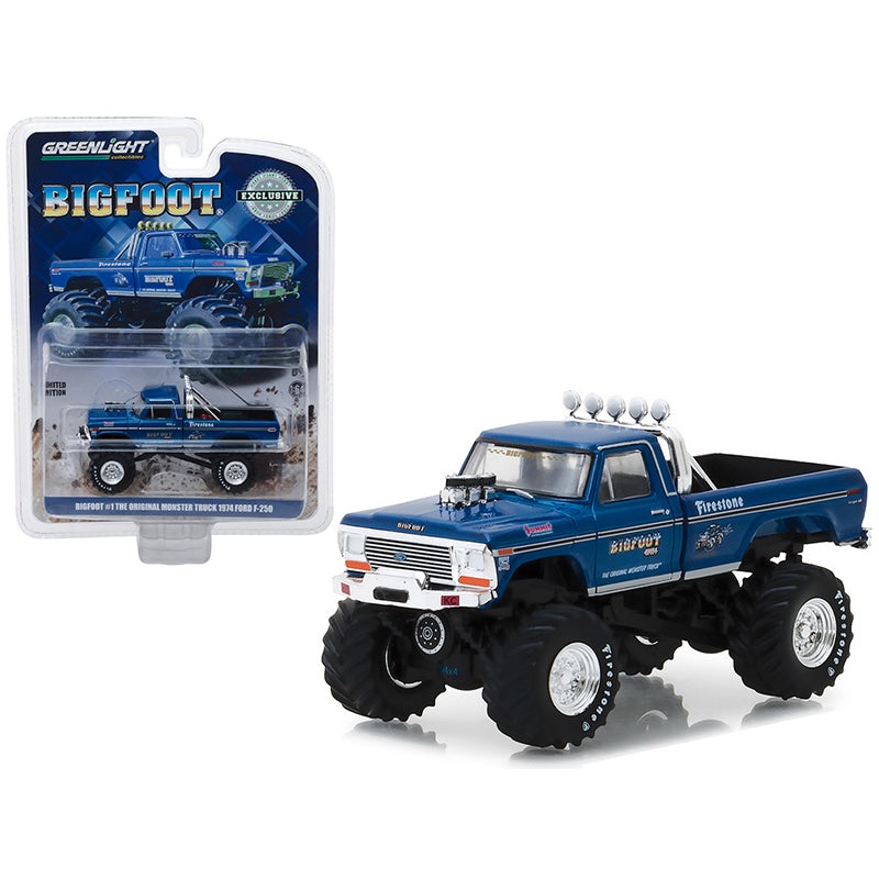 1974 Ford F-250 Monster Truck Bigfoot #1 Blue “The Original Monster Truck” (1979) Hobby Exclusive 1/64 Diecast Model Car by Greenlight