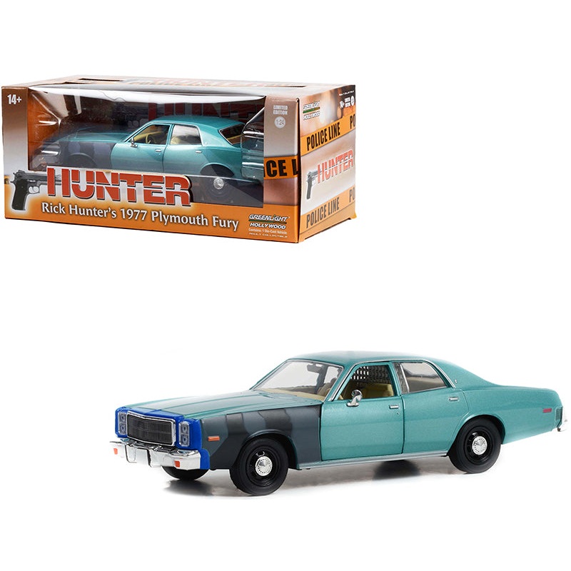 1977 Plymouth Fury Unrestored Turquoise Metallic (Sergeant Rick Hunter’s) “Hunter” (1984-1991) TV Series “Hollywood Series” 1/24 Diecast Model Car by Greenlight