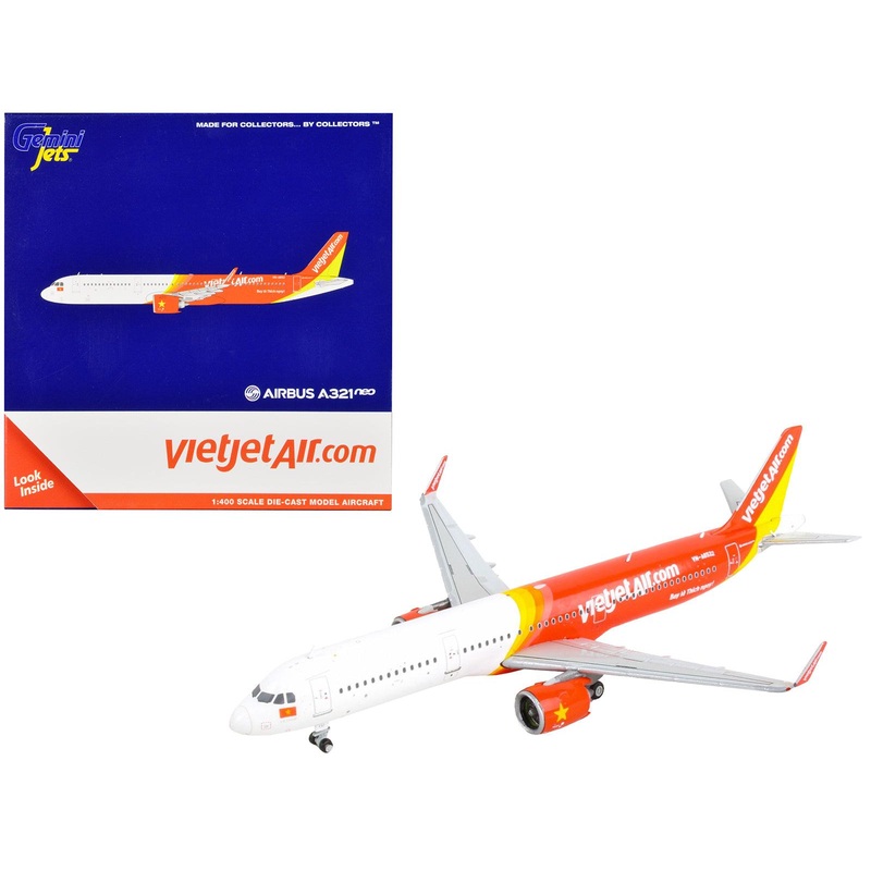 Airbus A321neo Commercial Aircraft “VietJet Air” White and Red 1/400 Diecast Model Airplane by GeminiJets