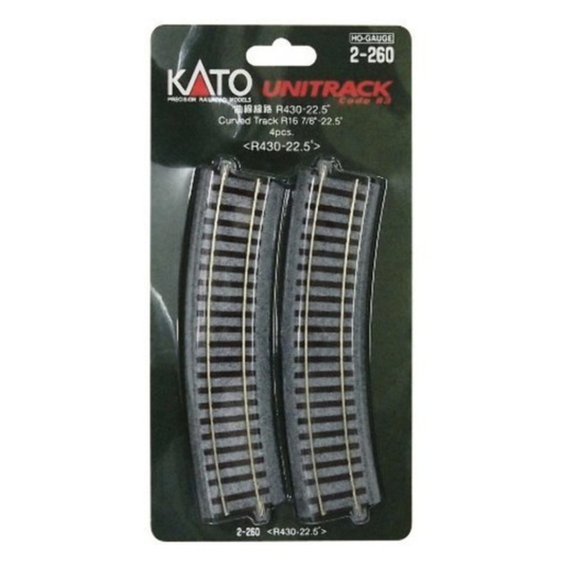 Kato 2-260 HO Scale 430mm 16-7/8″ Radius Curve 22.5-Degree (4)
