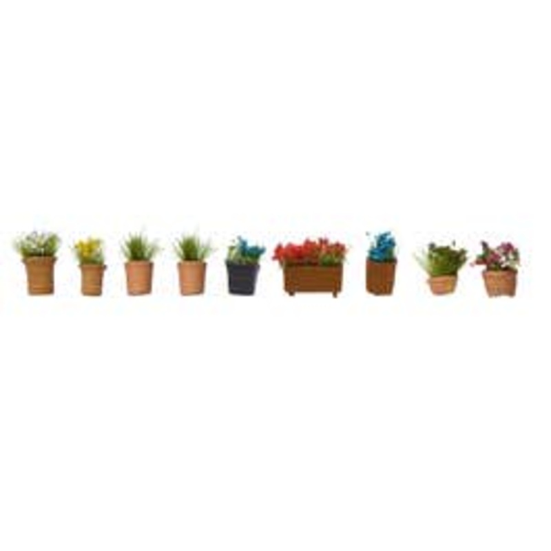 NOCH 14031  HO Flowers in Pots – 9 flowerpots