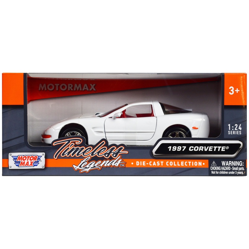 1997 Chevrolet Corvette C5 Coupe White with Red Interior “Timeless Legends” Series 1/24 Diecast Model Car by Motormax