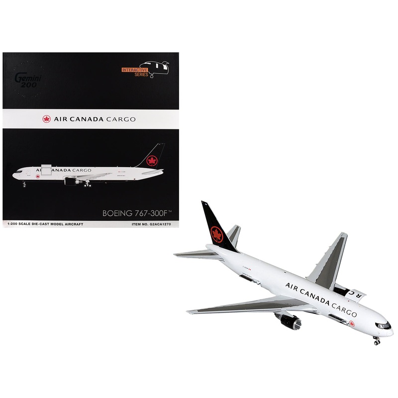 Boeing 767-300F Commercial Aircraft “Air Canada Cargo” (C-GXHM) White with Black Tail “Gemini 200 – Interactive Series” 1/200 Diecast Model Airplane by GeminiJets