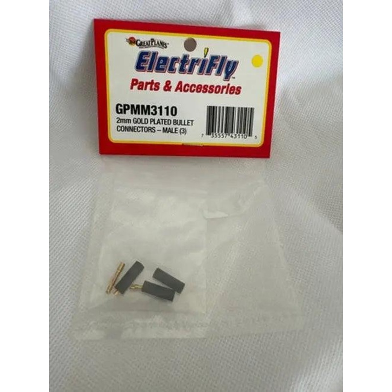 Great Planes Gold Plate Bullet Connector Male 2mm (3)