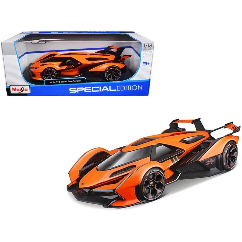 Lamborghini V12 Vision Gran Turismo Orange Metallic “Special Edition” 1/18 Diecast Model Car by Maisto