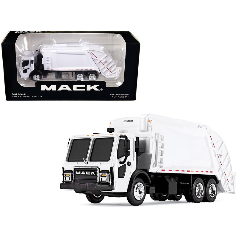 Mack LR with McNeilus Rear Load Refuse Body White 1/87 (HO) Diecast Model by First Gear