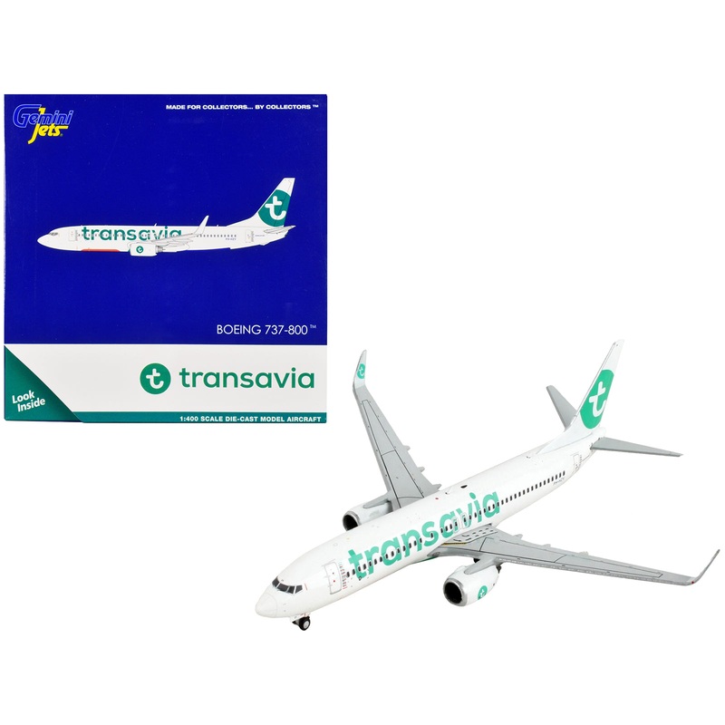 Boeing 737-800 Commercial Aircraft “Transavia Airlines” White with Green Tail 1/400 Diecast Model Airplane by GeminiJets