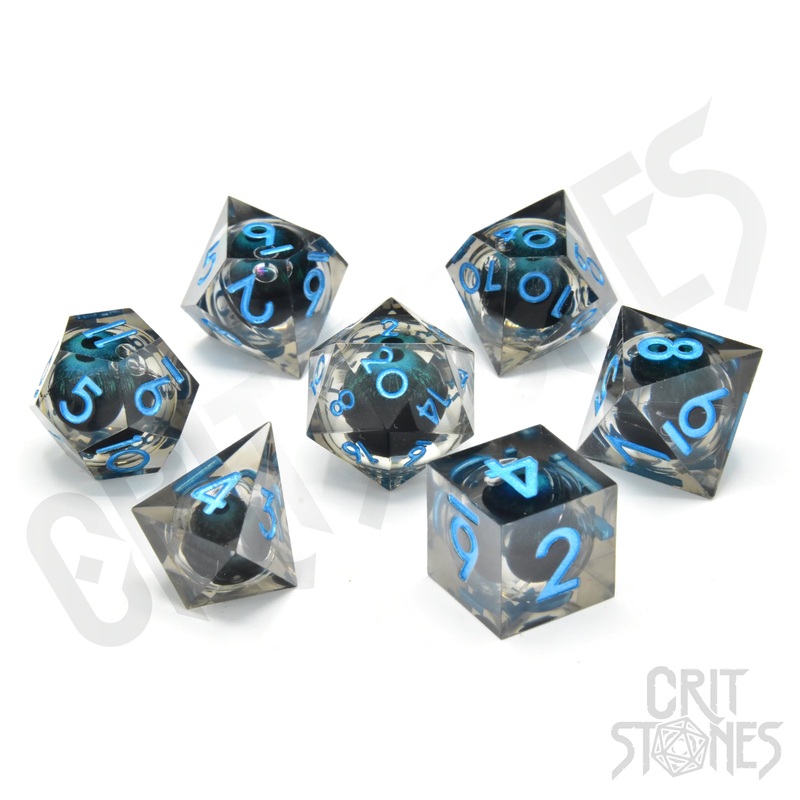 CritStones –  Resin RPG Dice Set – Ice Giant’s Gaze Floating Eye