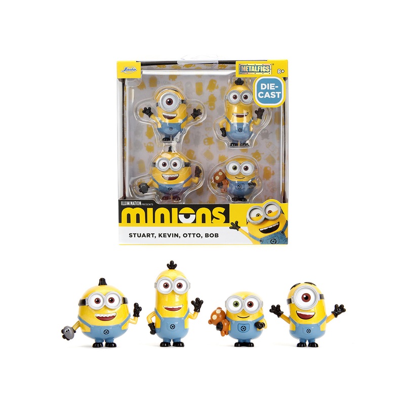 Set of 4 Diecast Figures “Minions” (2015) Movie “Metalfigs” Series Diecast Models by Jada