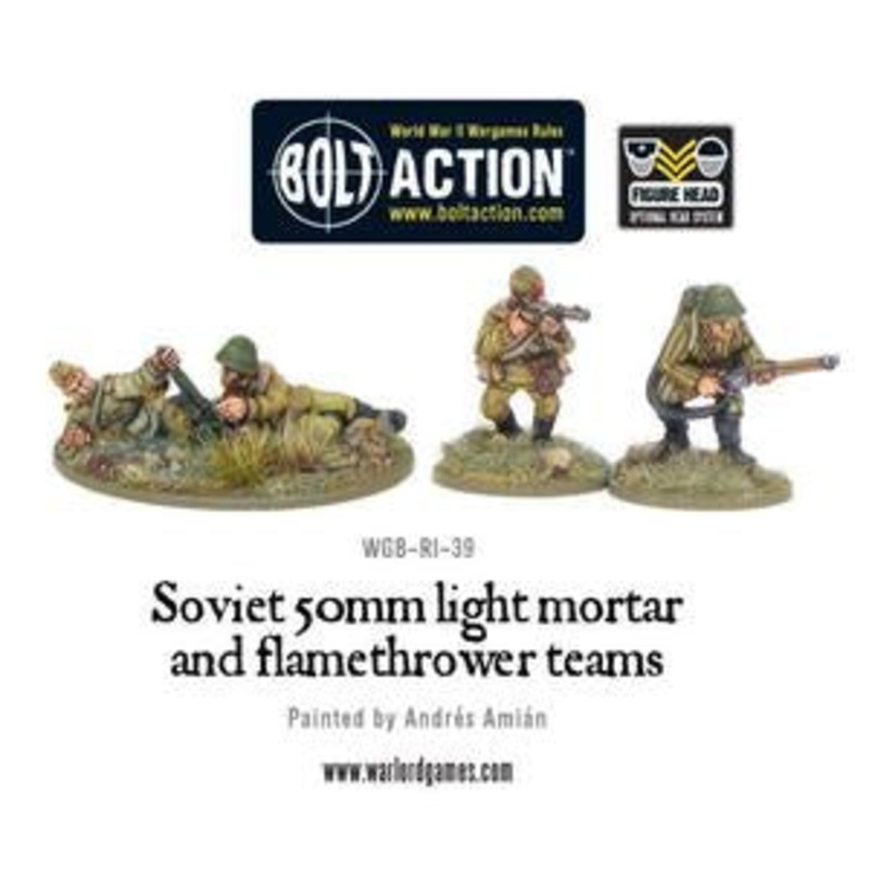 Warlord – Bolt Action: Soviet Army 50mm Light Mortar and Flamethrower Teams (Metal)