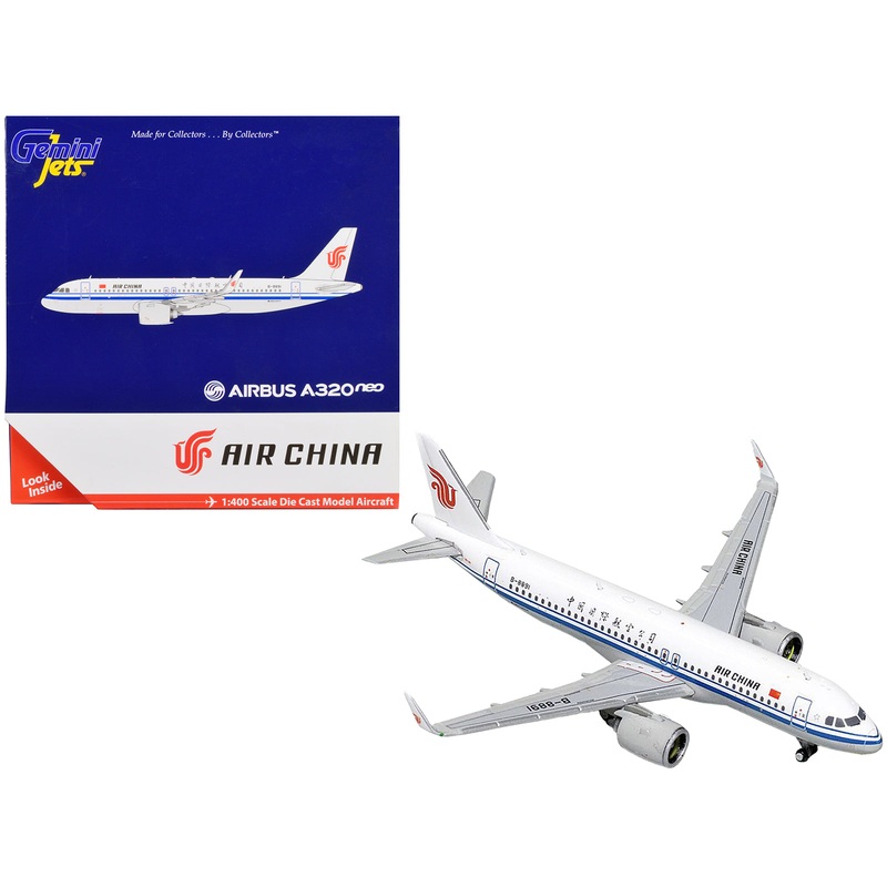 Airbus A320neo Commercial Aircraft “Air China” White with Blue Stripes 1/400 Diecast Model Airplane by GeminiJets