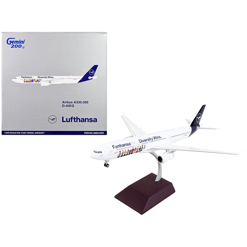 Airbus A330-300 Commercial Aircraft “Lufthansa – Diversity Wins” White with Blue Tail “Gemini 200” Series 1/200 Diecast Model Airplane by GeminiJets