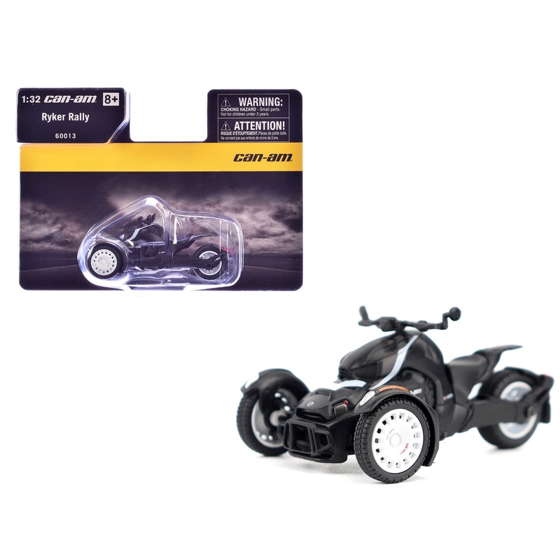 Can-Am Ryker Rally 3-Wheel Motorcycle Ghost Black 1/32 Diecast Model by BRP Models