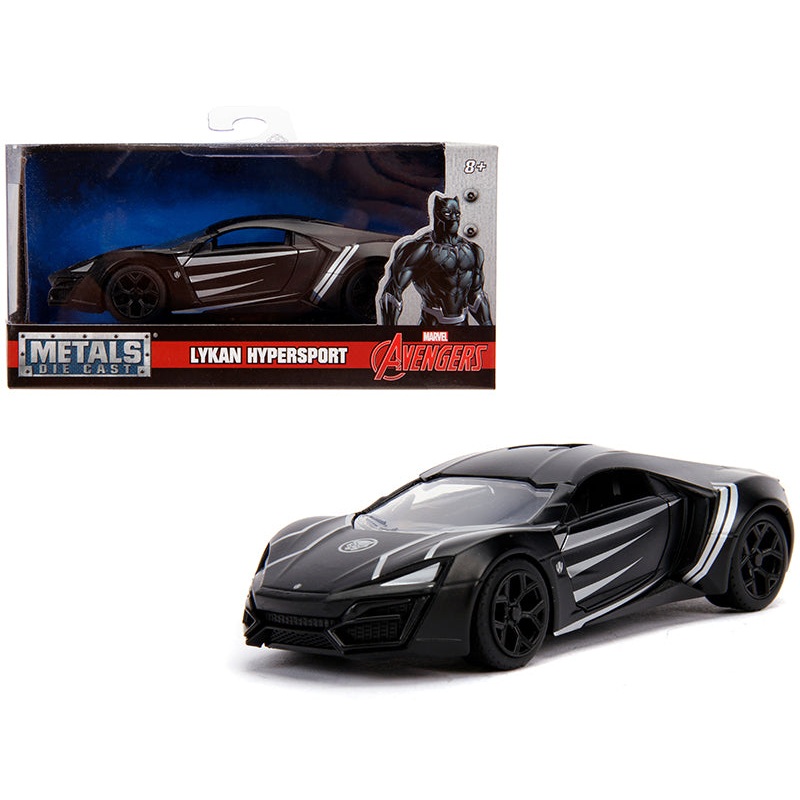 Lykan Hypersport Matt Black “Black Panther” Theme “Avengers” “Marvel” Series 1/32 Diecast Model Car by Jada