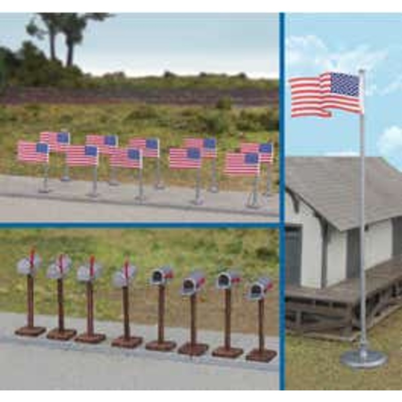 Walthers #949-4166 American Flags and Mailboxes