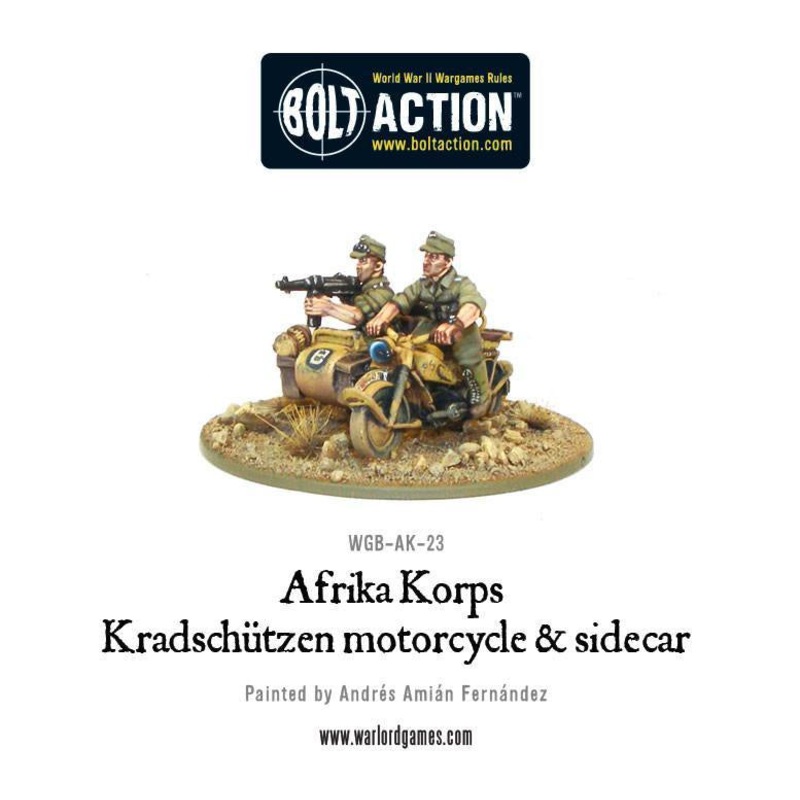 Warlord – Bolt Action: Afrika Korps Kradschutzen Motorcycle and Sidecar (Metal)