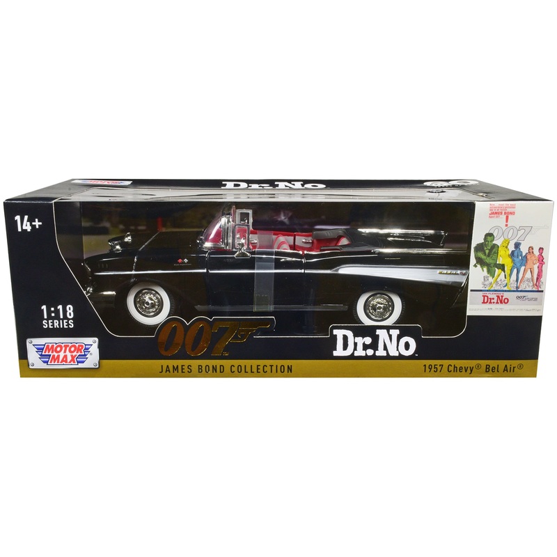 1957 Chevrolet Bel Air Convertible Black James Bond 007 “Dr. No” (1962) Movie 1/18 Diecast Model Car by Motormax