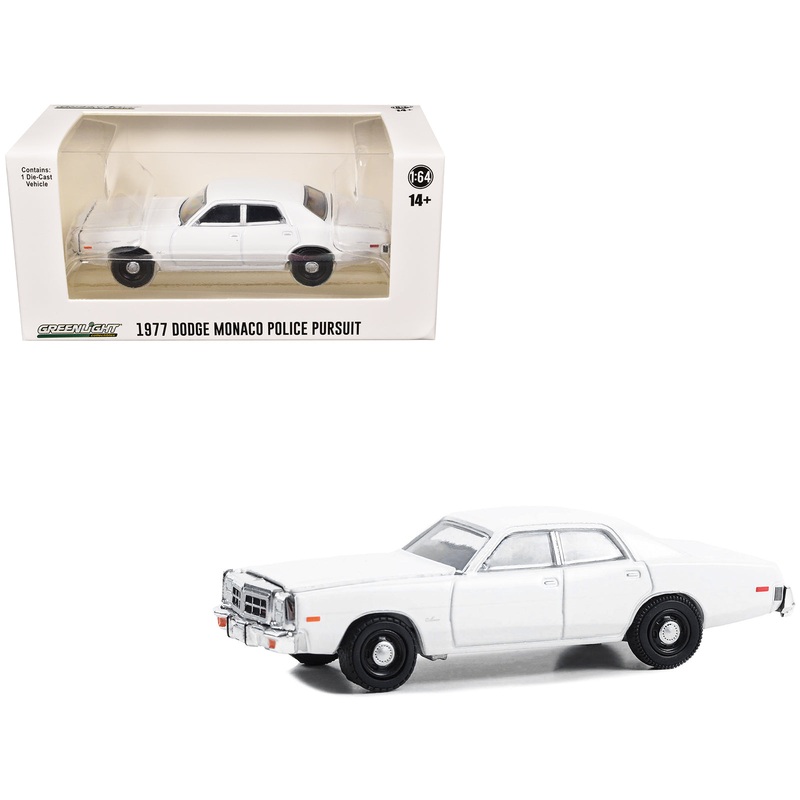 1977-78 Dodge Monaco Police Pursuit White “Hot Pursuit – Hobby Exclusive” Series 1/64 Diecast Model Car by Greenlight