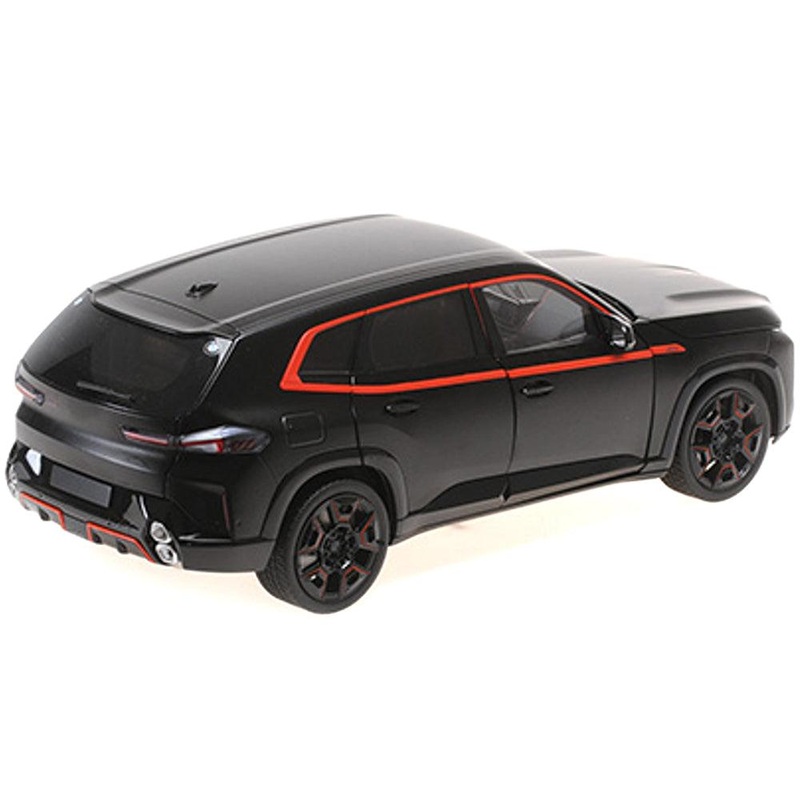 2023 BMW XM Matt Black with Red Stripes 1/18 Diecast Model Car by Minichamps