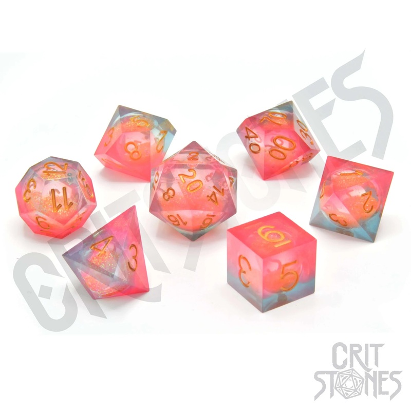 CritStones –  Resin RPG Dice Set – Lava Essence (Liquid Core)