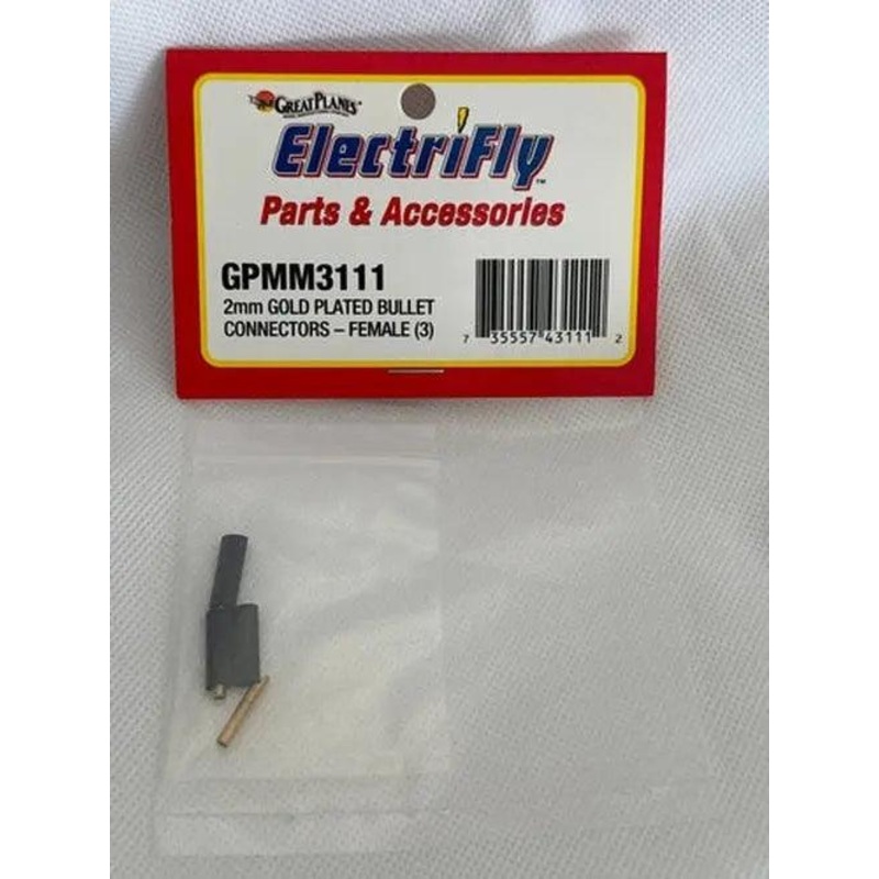 Great Planes Gold Plate Bullet Connector Female 2mm (3)