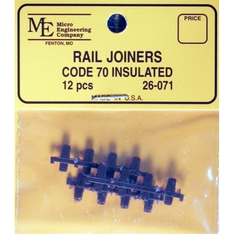 Micro Engineering 26-071 N, Code 70, Plastic Insulated Rail Joiners, 12 per package
