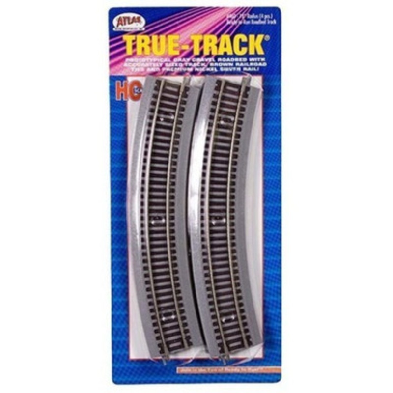 Atlas HO Scale True-Track w/ Roadbed 18″ Radius Curve 4-Pack Model Train Track