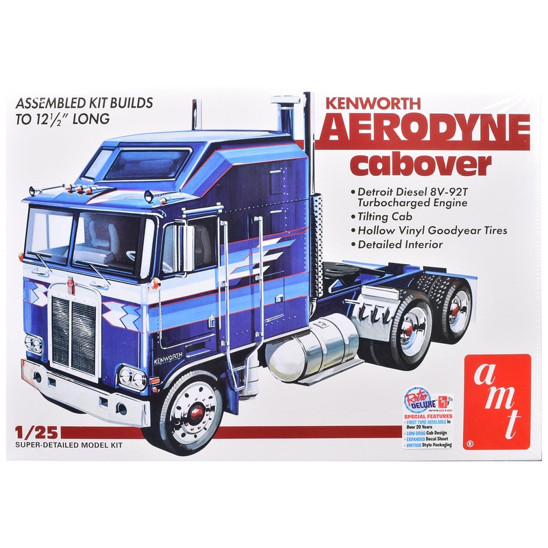 Skill 3 Model Kit Kenworth Aerodyne Cabover Truck Tractor 1/25 Scale Model by AMT