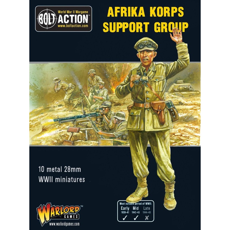 Warlord – Bolt Action: Afrika Korps Support Group (HQ & Mortar & MMG) (Metal)