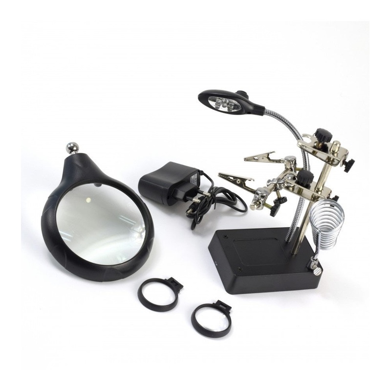 Artesania – Third Hand Clamps w/ Magnifying Glass w/ LED