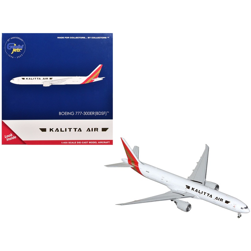 Boeing 777-300ER Commercial Aircraft “Kalitta Air” (N779CK) White with Red Tail 1/400 Diecast Model Airplane by GeminiJets