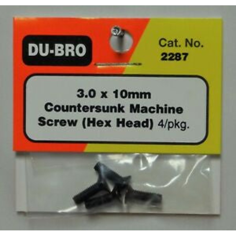 Du-Bro – 3mm X 10 Countersunk Machine Screw (Hex)