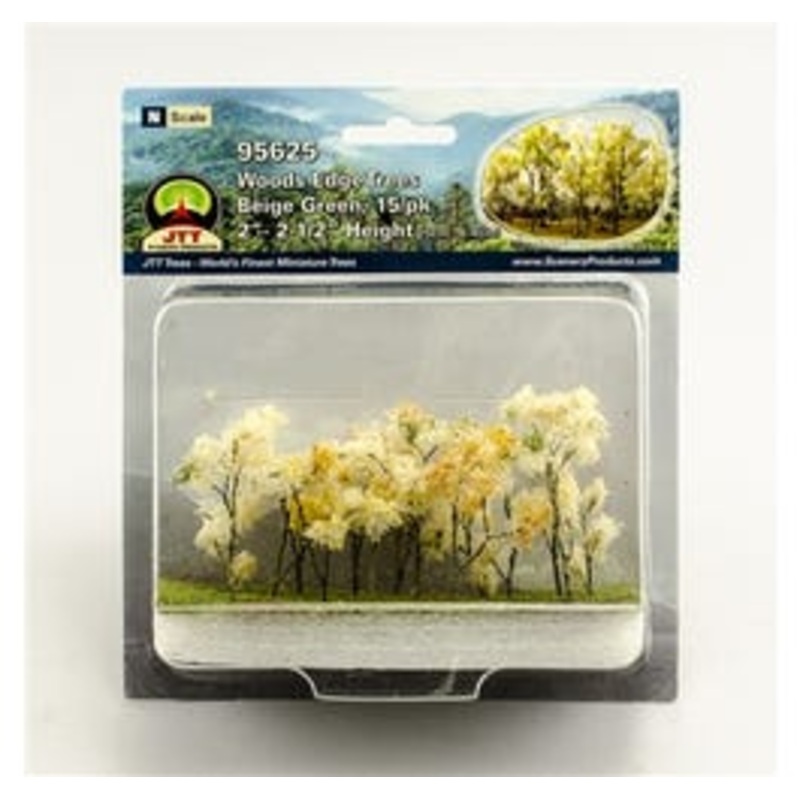 JTT 95625 N Woods Edge Trees, Beige Green, 2″ to 2.5″, 15/pk