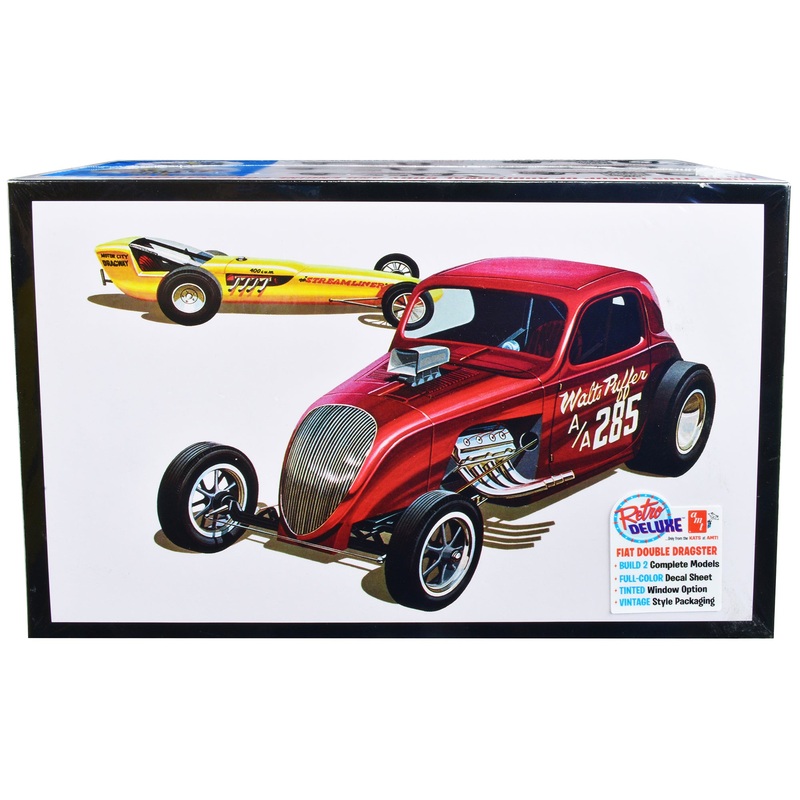 Skill 2 Model Kit Fiat Double Dragster Set of 2 Kits 1/25 Scale Model by AMT