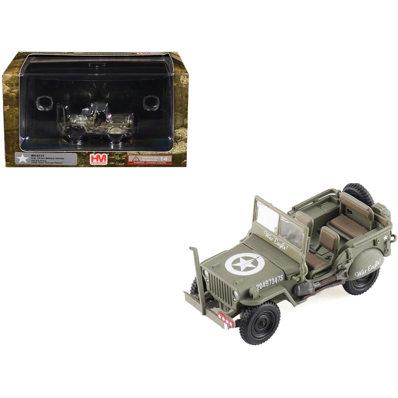 U.S. 1/4 ton Military Vehicle Olive Drab “Gen. George Patton US 3rd Army War Eagle” (1945) United States Army “Ground Power Series” 1/72 Diecast Model by Hobby Master