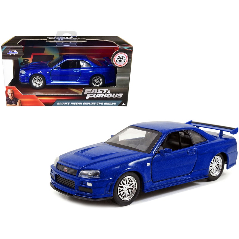 Brian’s Nissan Skyline GT-R R34 Blue “Fast & Furious” Movie 1/32 Diecast Car Model by Jada