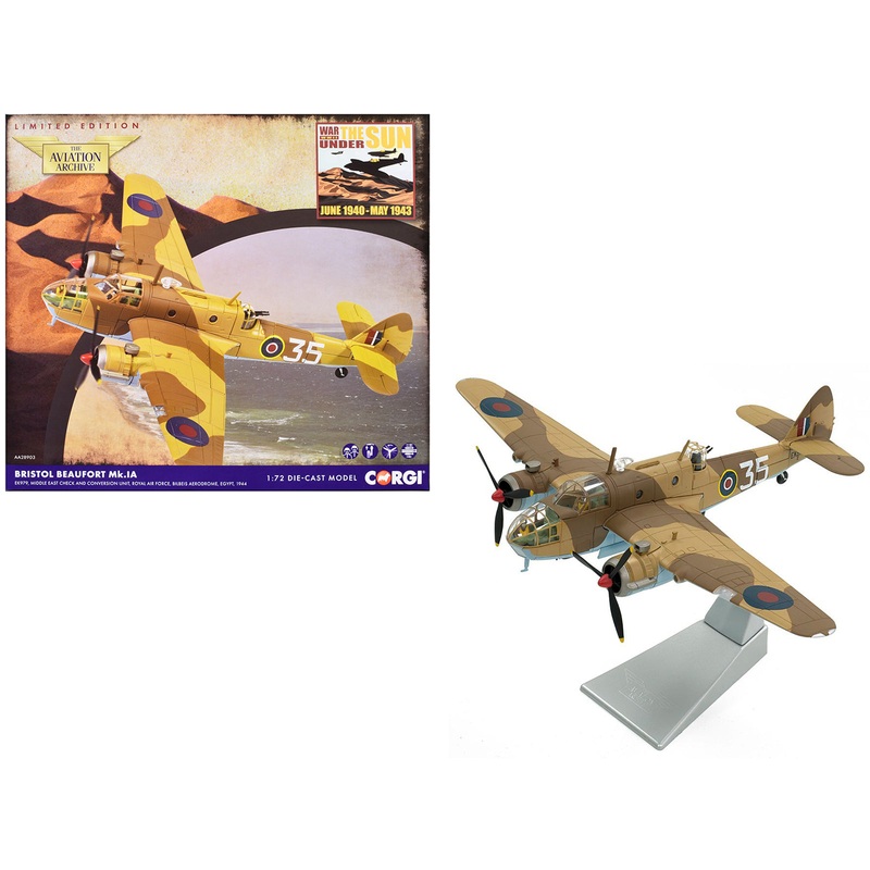 Bristol Beaufort MkIa Bomber Aircraft “EK979 Middle East Check and Conversion Unit” (1944) British Royal Air Force “The Aviation Archive” Series 1/72 Diecast Model by Corgi