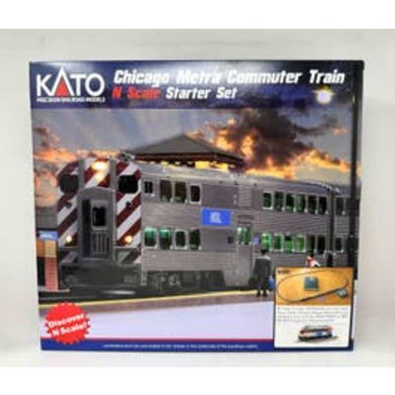 Kato #106-0037 F40PH and Gallery Bi-Level Commuter Series Starter Set – Chicago Metra (new paint)