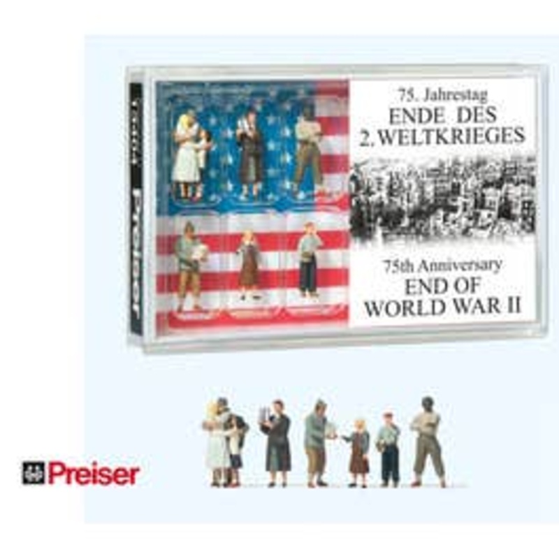 Preiser 13404  HO Americans End WWII 75 Yrs 6 pcs
