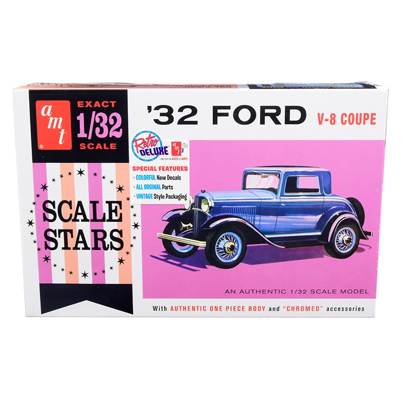 Skill 2 Model Kit 1932 Ford V-8 Coupe “Scale Stars” 1/32 Scale Model by AMT