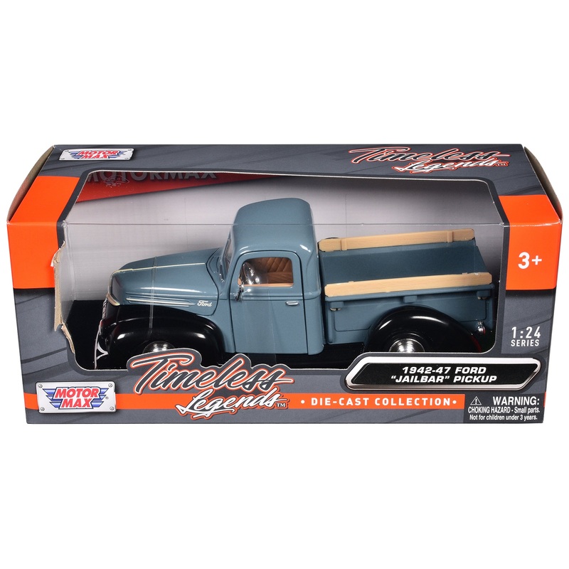1942-47 Ford “Jailbar” Pickup Truck Blue and Black “Timeless Legends” Series 1/24 Diecast Model Car by Motormax